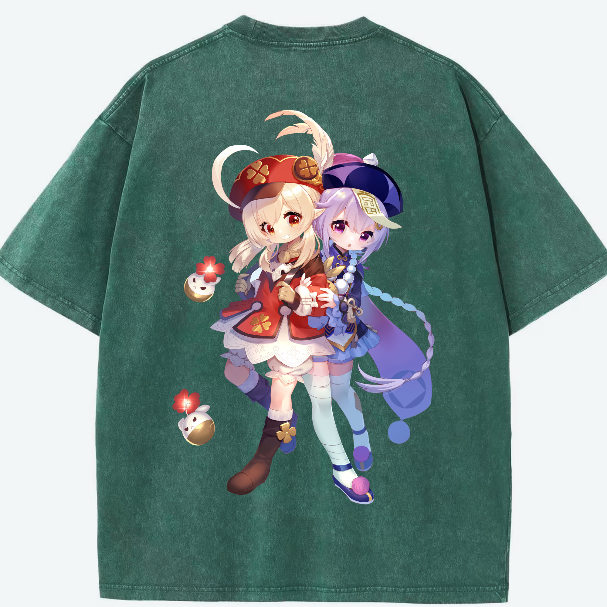 げんし神 七七 なな  genshin Nana 綿100% ヴィンテージ風 半袖Tシャツ（背面プリント）
